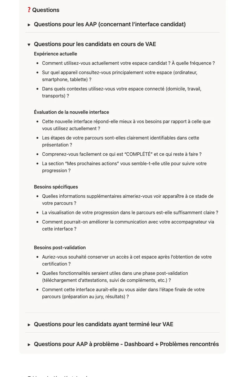 Script d'entretien - Tâches & Scénarios